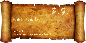 Paki Fabó névjegykártya